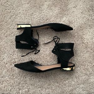 Black Gold Strap Sandals